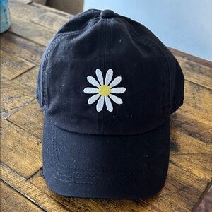 David and Young Black Cap with Daisy Embroidery